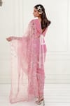 Shop_Ek Soot_Pink Saree  Organza Printed Floral V Neck And Embroidered With Blouse  _at_Aza_Fashions