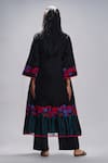 Shop_Taika By Poonam Bhagat_Black Chanderi Embroidered Floral Round Applique A-line Tunic Set _at_Aza_Fashions