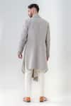 Shop_Amrit Dawani_Grey Silk, Cotton Embroidery Geometric Embellished Kurta With Trouser _at_Aza_Fashions