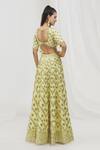 Shop_Vandana Sethi_Yellow Dupion, Silk Gota Patti, Mirrors Chevron Embellished Lehenga Set _at_Aza_Fashions