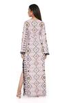 Shop_PS Pret by Payal Singhal_Pink Art Crepe Print Mosaic Diamond Notched Kaftan  _at_Aza_Fashions