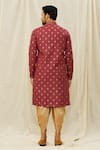 Shop_Aryavir Malhotra_Maroon Kurta  Handloom Cotton Printed Digital Set _at_Aza_Fashions