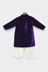 Shop_Fayon Kids_Purple Velvet, Cotton, Silk Full Sleeve Achkan And Pant Set _at_Aza_Fashions