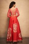 Shop_Gulabo by Abu Sandeep_Red 100% Pure Chanderi Silk Embellished Gota Rose Pattern Skirt _at_Aza_Fashions