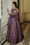 Shop_Safaa_Purple Vegan Silk Lining Shantoon Woven Floral Motifs The Benazir Lehenga Set _at_Aza_Fashions