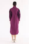 Shop_Studio Moda India_Magenta 100% Cotton Embellished Chain Rivets Pleated Sleeve Flow Dress  _at_Aza_Fashions