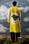 Shop Saksham & Neharicka Yellow Silk Embroidery Color Block Abstract Print Kurta at Aza Fashions Shop_Saksham & Neharicka_Yellow Silk Embroidery Color Block Abstract Print Kurta_at_Aza_Fashions