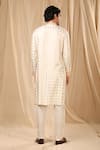 Shop_Masaba_Ivory Raw Silk Printed Wallflower Kurta _at_Aza_Fashions