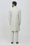 Shop_Priti Sahni_Grey Silk Sequins, Embroidery Geometric Sherwani Set _at_Aza_Fashions