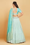 Shop_Amrin khan_Blue Lehenga And Dupatta Pure Banarasi Georgette Glass Pearls Set  _at_Aza_Fashions