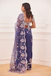 Shop_Rahul Mishra_Blue Saree - Silk And Blouse - Viscose Embroidery Thread & Aaina Hand With _at_Aza_Fashions