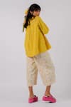 Shop_Tussah By Siddhi Shah_Yellow , Handloom Cut Work Round Neck Shirt With Pant _at_Aza_Fashions