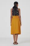 Shop_The Summer House_Yellow Certified Organic Cotton Twill Kian Pleated Midi Skirt_at_Aza_Fashions
