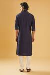 Shop_Raghavendra Rathore Blue_Blue Kurta - Raw And Chudidar - Cotton Placement Pintuck Detail Set _at_Aza_Fashions