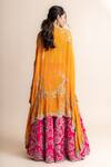 Shop_Nupur Kanoi_Fuchsia Cape- Georgette Embroidery Border And Contrast Lehenga Set For Women_at_Aza_Fashions