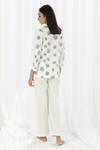 Shop_Khat_White Cotton Collared Circular Print Shirt And Pant Set _at_Aza_Fashions