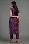 Shop_Krishna Mehta_Purple Tussar Printed Geometric V Neck Tunic_at_Aza_Fashions