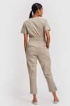 Shop_Reistor_Beige Poplin Plain Square Neck Jumpsuit With Overlap Neckline  _at_Aza_Fashions