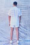 Shop_Line out line_White Jacquard Cotton Geometric Window Pane Resort Shirt  _at_Aza_Fashions