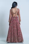 Shop_Nautanky_Brown Blouse- Viscose Silk Printed Vintage Carpet V Bridal Lehenga Set _at_Aza_Fashions