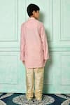 Shop_Petite Pomme_Pink Cotton Patterned Kurta And Churidar Set _at_Aza_Fashions