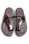 Shop_Dmodot_Brown Leather Pelle Mino Chocro Flats_at_Aza_Fashions
