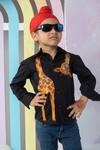 Shop_Hoity Moppet_Black Cotton Embroidery Giraffe Melman Shirt _at_Aza_Fashions