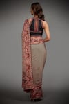 Shop_RI.Ritu Kumar_Black Viscose Chinon Printed High Neck Malisha Jamawar Saree With Blouse _at_Aza_Fashions