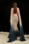 Shop_Rohit Gandhi + Rahul Khanna_Blue Tulle Embellishment Pearls And Crystal Beads Sweetheart Arcuate Ombre Gown _at_Aza_Fashions