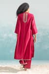 Shop_Ikai by Ragini Ahuja_Pink 100% Cotton Applique Nile Cutwork Pant  _at_Aza_Fashions