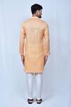 Shop_Khwaab by Sanjana Lakhani_Orange Kurta Linen Woven Thread Mughal Pattern Set_at_Aza_Fashions