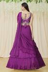 Shop_Samyukta Singhania_Purple Raw Silk Embroidered Sequin Sweetheart Neck Lehenga Saree With Choli _at_Aza_Fashions