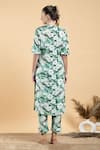 Shop_Divi by sonal khandelwal_Green Muslin(viscose) Printed Wild Floral V Neck Apple Tunic And Pant Set _at_Aza_Fashions