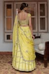 Shop_House of Dasmaya_Yellow Dupion Embroidered Mirror One Shoulder Blouse Lehenga Set _at_Aza_Fashions