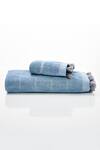 Shop_Houmn_Blue 100% Cotton Weaves Elsa Towel Set _at_Aza_Fashions