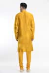 Shop_Samant Chauhan_Yellow Cotton Silk Embroidery Thread Linear Kurta Set_at_Aza_Fashions