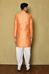 Shop_Arihant Rai Sinha_Orange Fancy Jaquard Woven Floral Side Overlap Panel Sherwani And Patiala  _at_Aza_Fashions