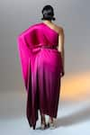 Shop_Aroka_Pink Plain One Shoulder Ombre Draped Kaftan Dress _at_Aza_Fashions