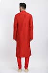 Shop_Samant Chauhan_Red Suede Embroidery Thread Kurta Set _at_Aza_Fashions