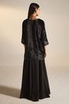 Shop_Shorshe Clothing_Black Kurta Velvet Embroidery Floral Notched Saifi And Gharara Set _at_Aza_Fashions