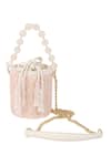 Shop_The Leather Garden_Pink Sequin And Pearl Embellished Desert Rose Potli Bag _at_Aza_Fashions