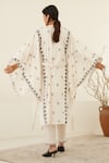 Shop_Cotton and Clay_White Silk Voile Hand Block Print Beluga Jacket Open Trouser Set  _at_Aza_Fashions