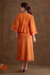 Shop_Nikasha_Orange Cotton, Silk, Rayon Beads Placement Embroidered Top And A-line Skirt Set _at_Aza_Fashions