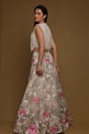 Shop_SHRIYA SOM_Off White Tulle Embroidery Floral Bloom Skirt  _at_Aza_Fashions