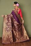 Shop_Samyukta Singhania_Purple Silk Blend Woven Floral And Peacock & Saree With Running Blouse For Women_at_Aza_Fashions