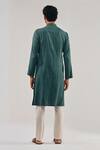 Shop Shreyansh Designs Green Cotton Linen Asymmetric Panelled Kurta at Aza Fashions Shop_Shreyansh Designs_Green Cotton Linen Asymmetric Panelled Kurta _at_Aza_Fashions