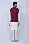 Shop_Arihant Rai Sinha_Maroon Rayon Woven Plain Asymmetrical Bundi _at_Aza_Fashions