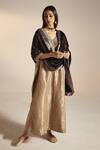 Shop_Shorshe Clothing_Purple Silk Velvet Stripe Hand Embroidered Dupatta _at_Aza_Fashions