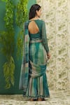 Shop_Alaya Advani_Green Muslin Silk And Organza Pre-draped Saree With Full Sleeve Blouse For Women_at_Aza_Fashions