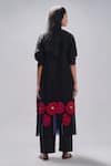 Shop_Taika By Poonam Bhagat_Black Chanderi Embroidered Floral Round Patterned A-line Tunic Set _at_Aza_Fashions